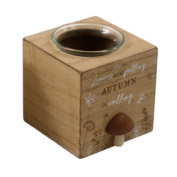 SIL Rustic Wood Autumn Candle Holder | 8x8cm