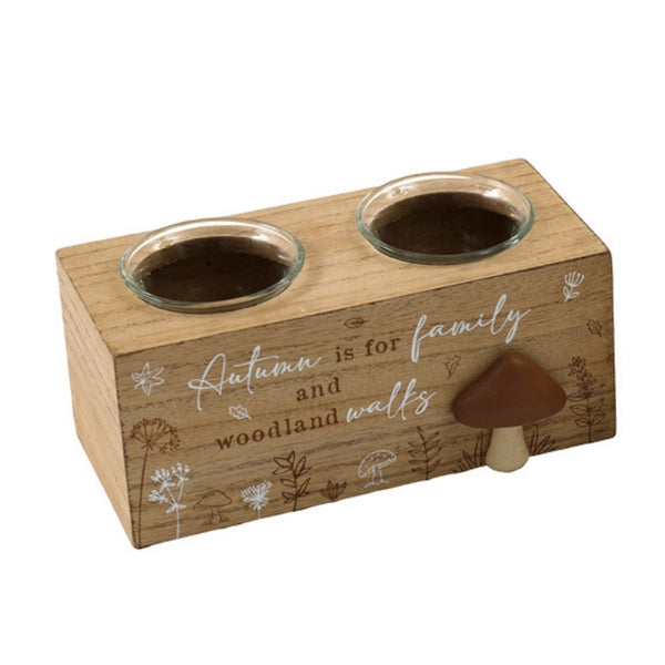 SIL Rustic Wood Autumn Candle Holder | 17.5cm