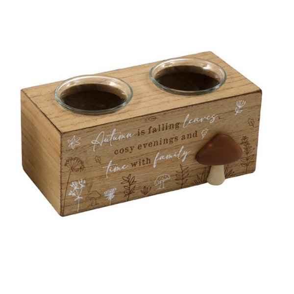 SIL Rustic Wood Autumn Candle Holder | 17.5cm
