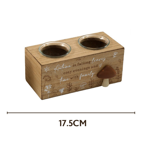 SIL Rustic Wood Autumn Candle Holder | 17.5cm