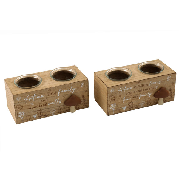 SIL Rustic Wood Autumn Candle Holder | 17.5cm