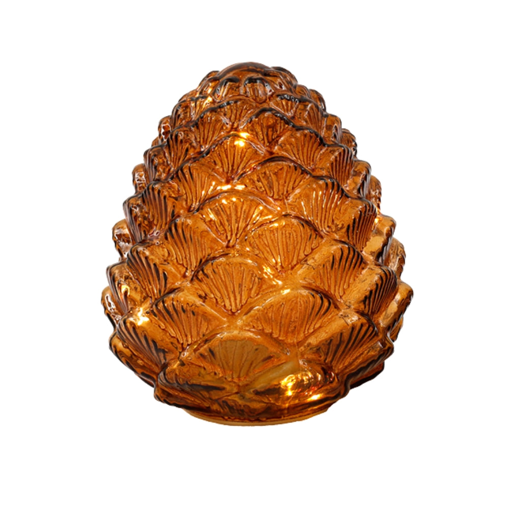 SIL LED Glass Pinecone Deco | 14x16cm Amber/Grey