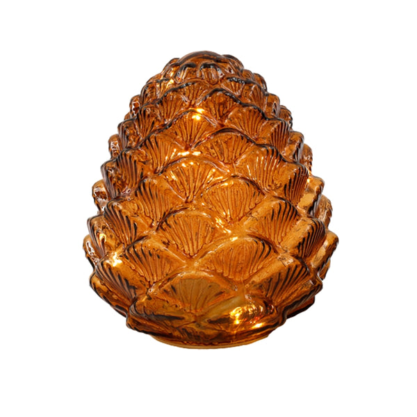 SIL LED Glass Pinecone Deco | 14x16cm Amber/Grey