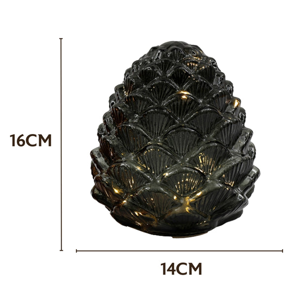 SIL LED Glass Pinecone Deco | 14x16cm Amber/Grey
