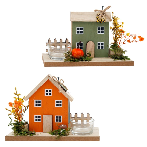 SIL Autumn House Tealight Holder | 18x12cm