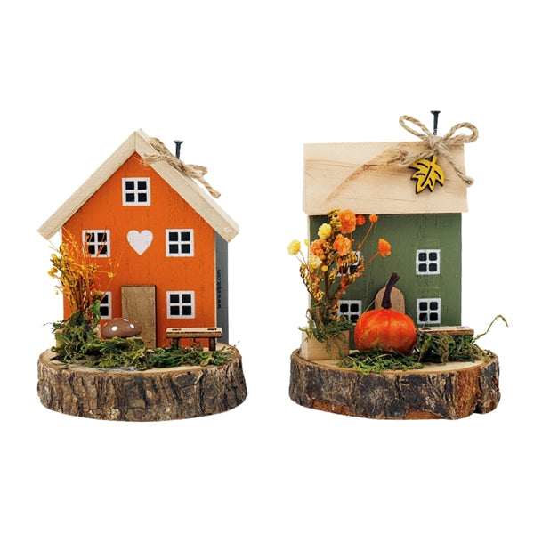SIL Autumn House Deco Set | Wooden Miniatures 9x11.5cm
