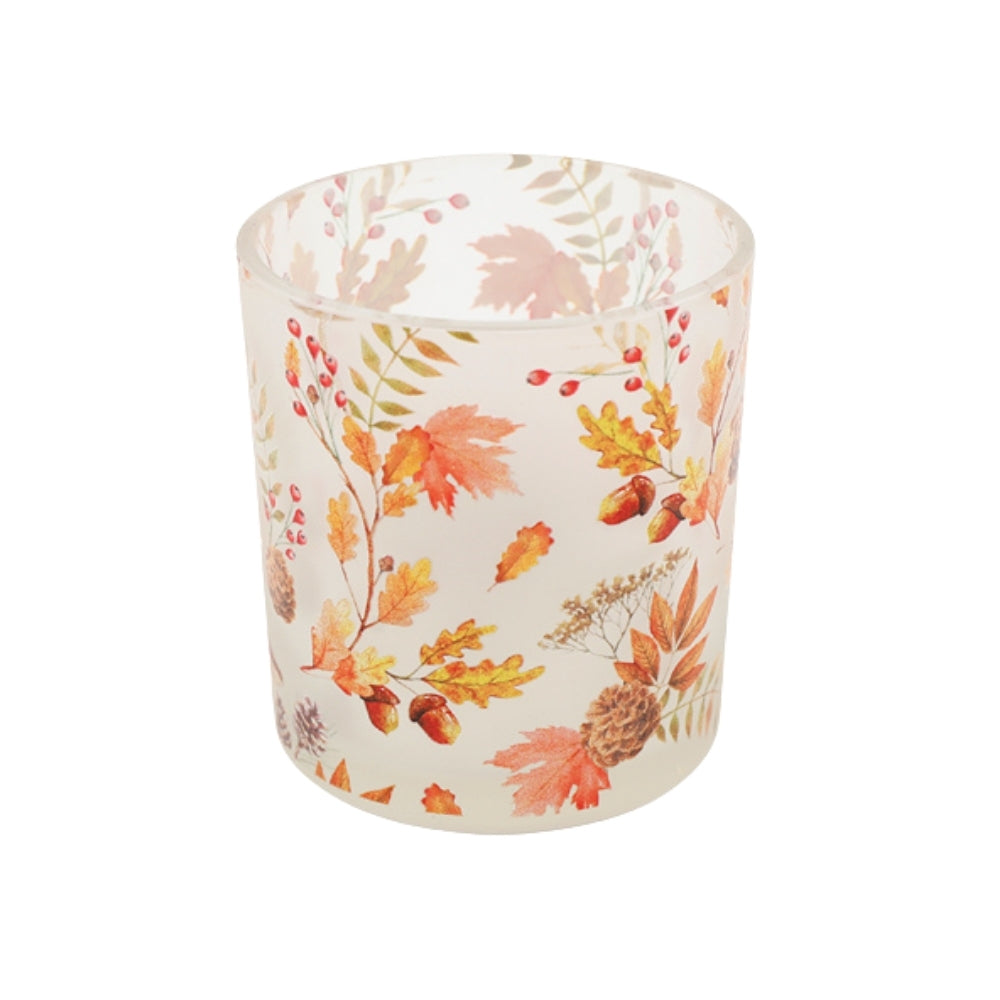 sil autumn glass candle holder  7x8cm