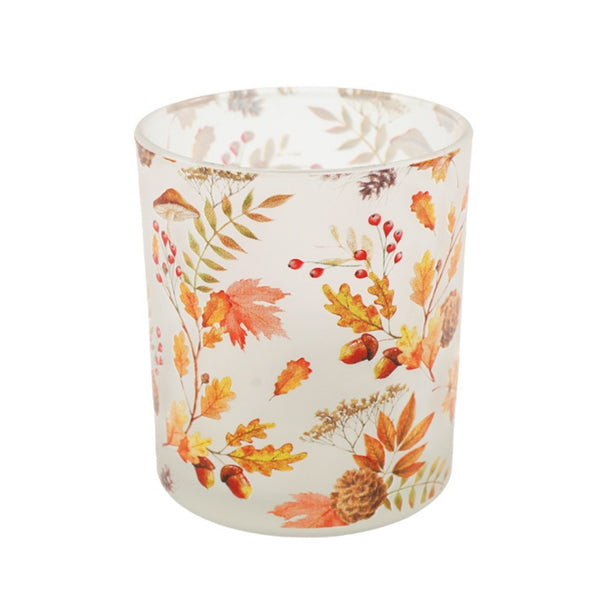 sil autumn frosted glass candle holder  10x125cm