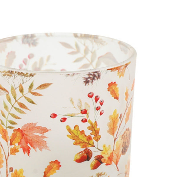 sil autumn frosted glass candle holder  10x125cm