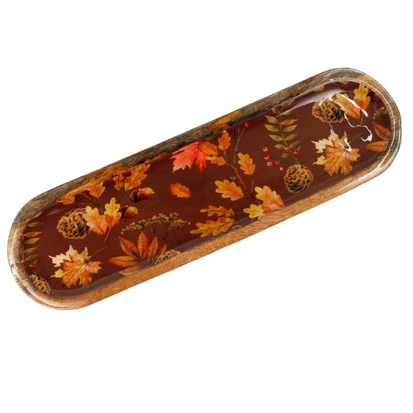 sil autumn enamel oval tray  45cm wood