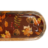 sil autumn enamel oval tray  45cm wood