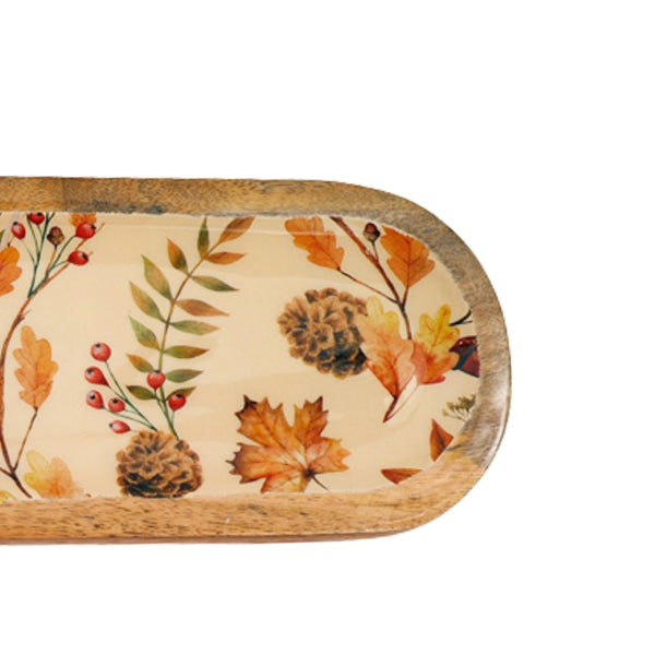 sil autumn enamel oval tray  45cm wood
