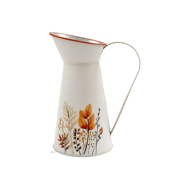 sil autumnal jug vase  25cm metal with botanical motif