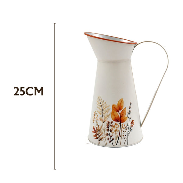 SIL Autumnal Jug Vase | 25cm Metal with Botanical Motif