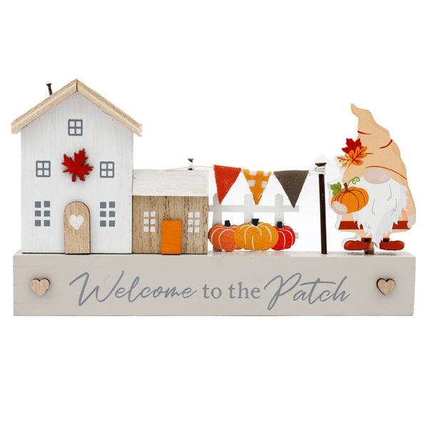 sil autumn housepumpkingnome deco  20cm