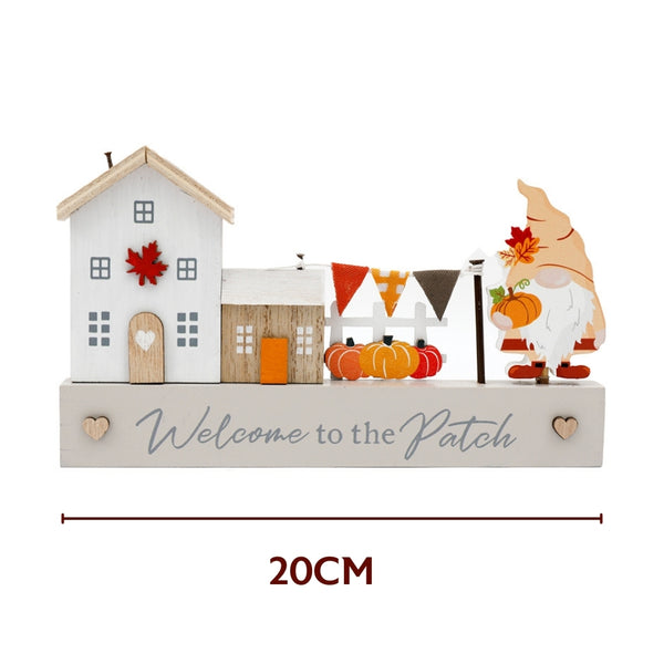 sil autumn housepumpkingnome deco  20cm