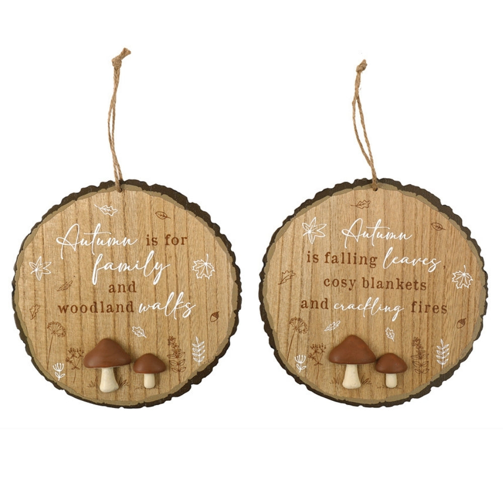 sil autumn round hang plaque  20cm wood decor