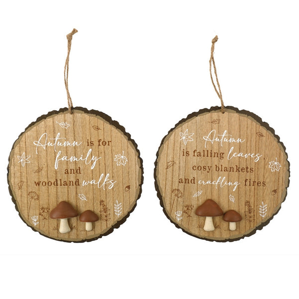 sil autumn round hang plaque  20cm wood decor