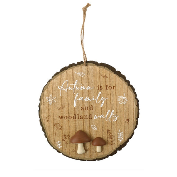 sil autumn round hang plaque  20cm wood decor