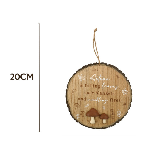 sil autumn round hang plaque  20cm wood decor