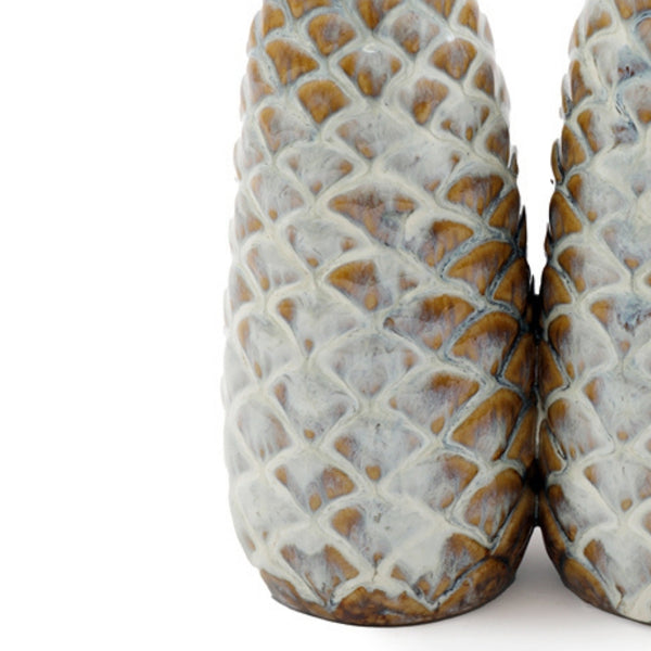 sil textured ceramic pinecone vase set  cream 18x135cm 3pc