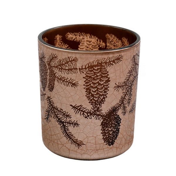 sil pinecone glass candle holder  8cm ceramic