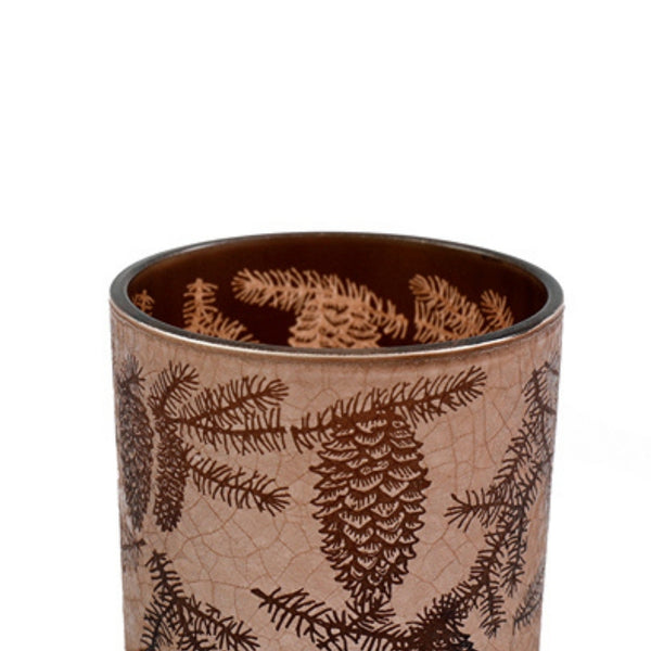 sil pinecone glass candle holder  8cm ceramic