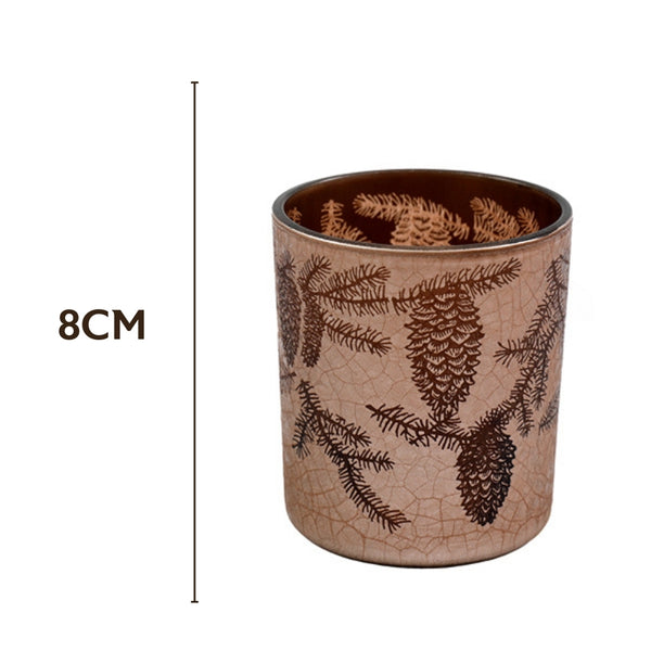 sil pinecone glass candle holder  8cm ceramic