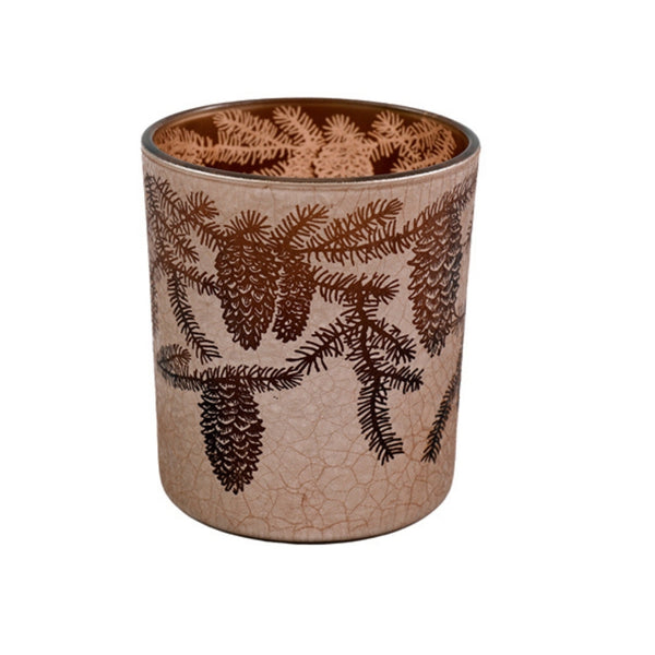 sil pinecone glass candle holder  10cm
