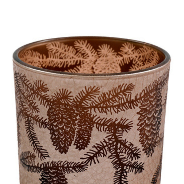 sil pinecone glass candle holder  10cm