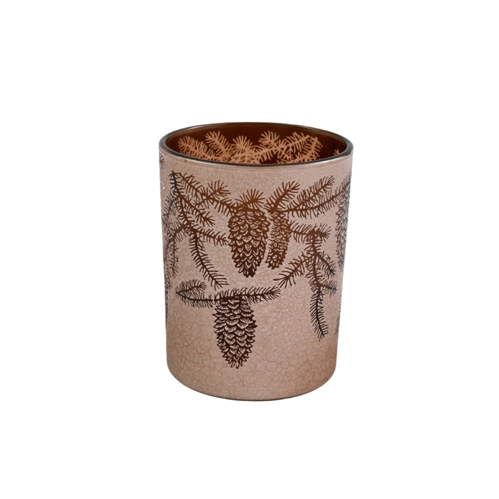 Pinecone Design Glass Candle Holder | 12.5cm, Decorative, Home Decor