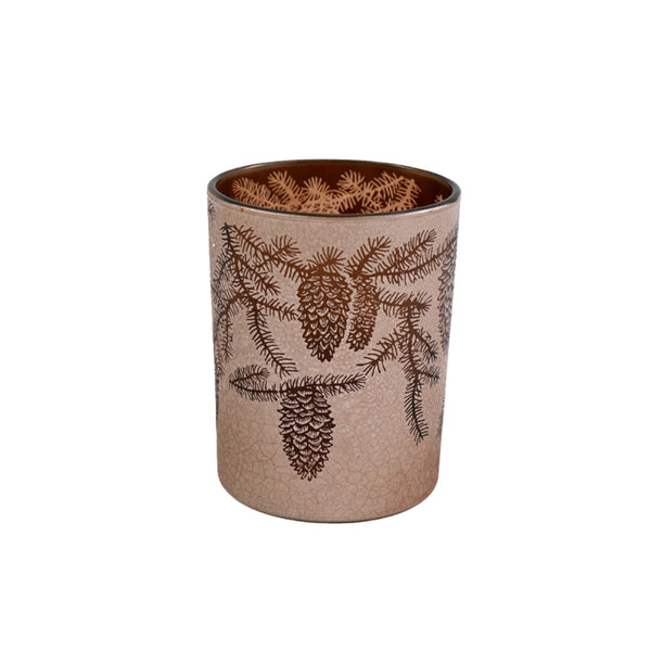 Pinecone Design Glass Candle Holder | 12.5cm, Decorative, Home Decor