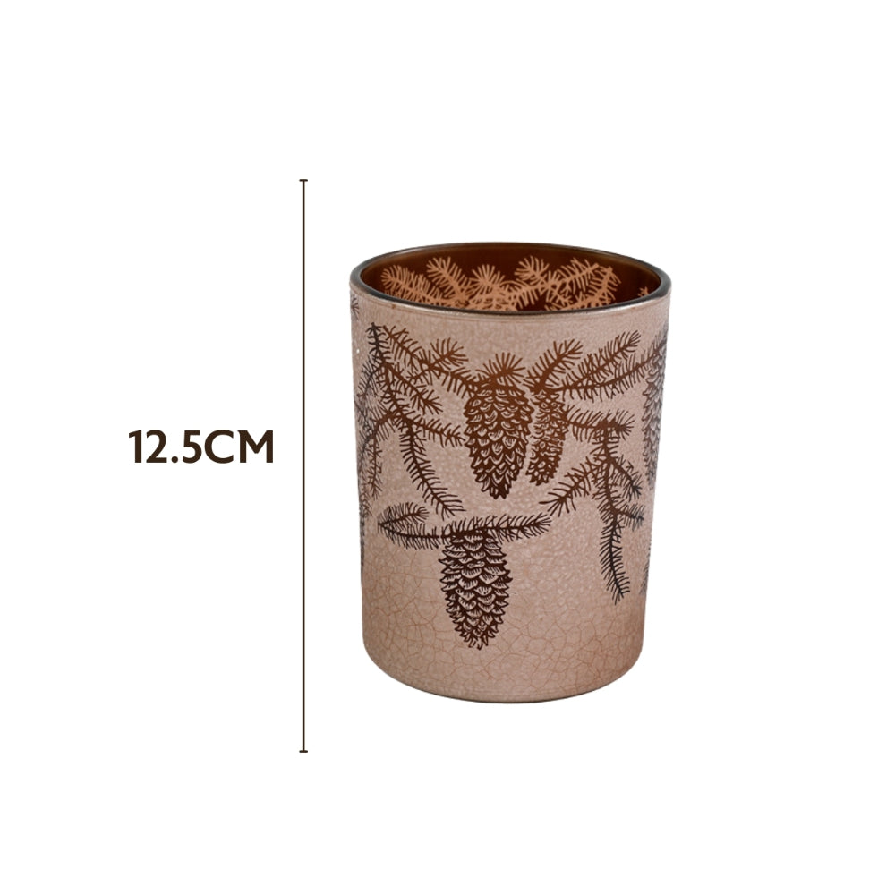 Pinecone Design Glass Candle Holder | 12.5cm, Decorative, Home Decor