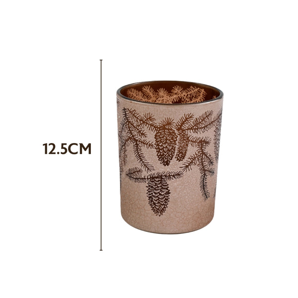 Pinecone Design Glass Candle Holder | 12.5cm, Decorative, Home Decor