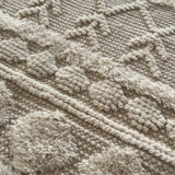 Zephyr Cream Textured Wool Runner Rug - Geometric Pattern, 70 x 140cm