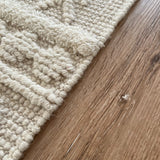 Zephyr Cream Textured Wool Runner Rug - Geometric Pattern, 70 x 140cm