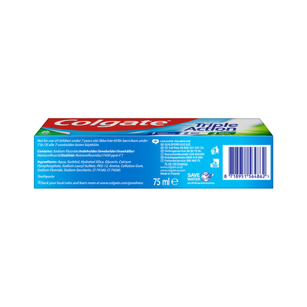 Colgate Triple Action Toothpaste | 75 ml, Whitening, Cavity Protection
