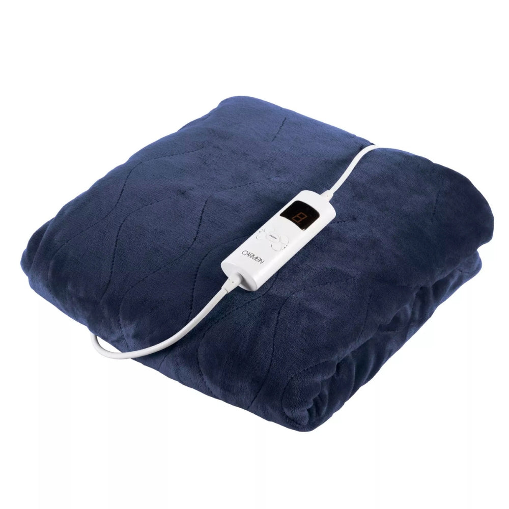 Carmen Navy Heated Blanket Electric Throw | Digital Controller
