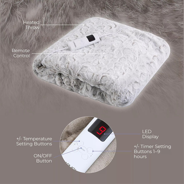 Carmen Animal Skin Electric Heated Blanket | Ultra Plush, Wired Control