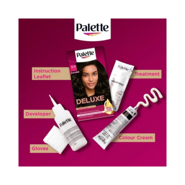 Palette Deluxe Permanent Hair Colour | 3-0 Dark Brown, 100% Grey Coverage