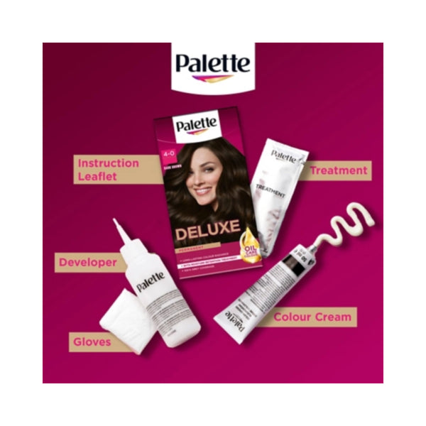 Palette Deluxe Permanent Hair Colour | 4-0 Dark Brown, 100% Grey Coverage