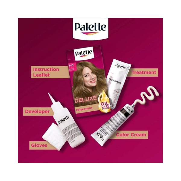 Palette Deluxe Permanent Hair Colour | Shade 7-0 Midway Blonde, Oil Care Colour