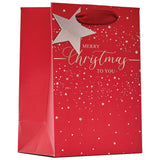 Christmas Merry Christmas Small Gift Bag | Star Applique, Gusseted Base