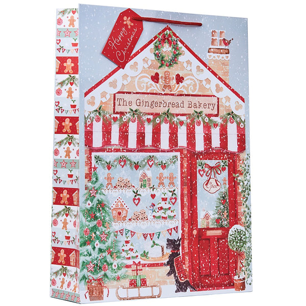 Christmas The Gingerbread Bakery Extra Large Gift Bag | Red Rope Handle