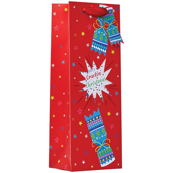 Christmas Cracker Confetti Bottle Bag | Assorted Designs, Ribbon Handle