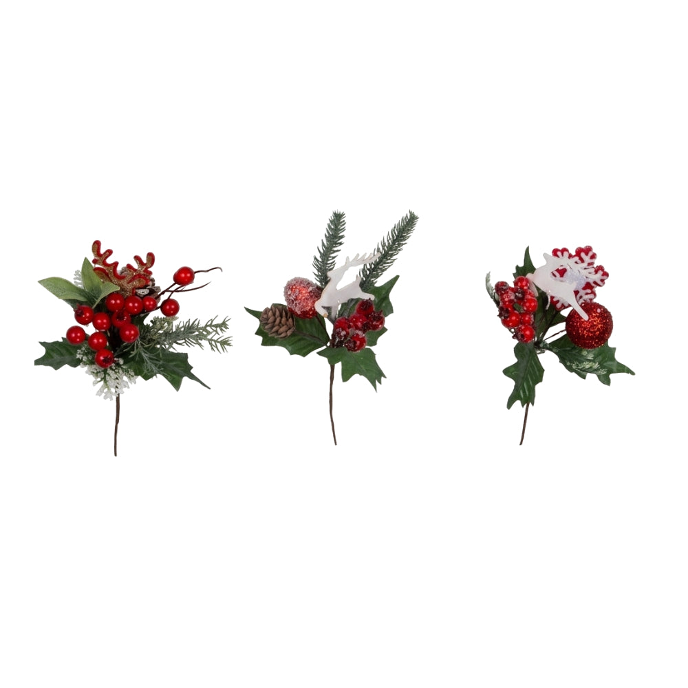 Christmas Reindeer Pick In Dark Red | 3 Assorted Options