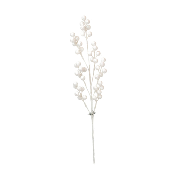 Christmas Glitter Berry Stem White 58cm | Assorted Designs