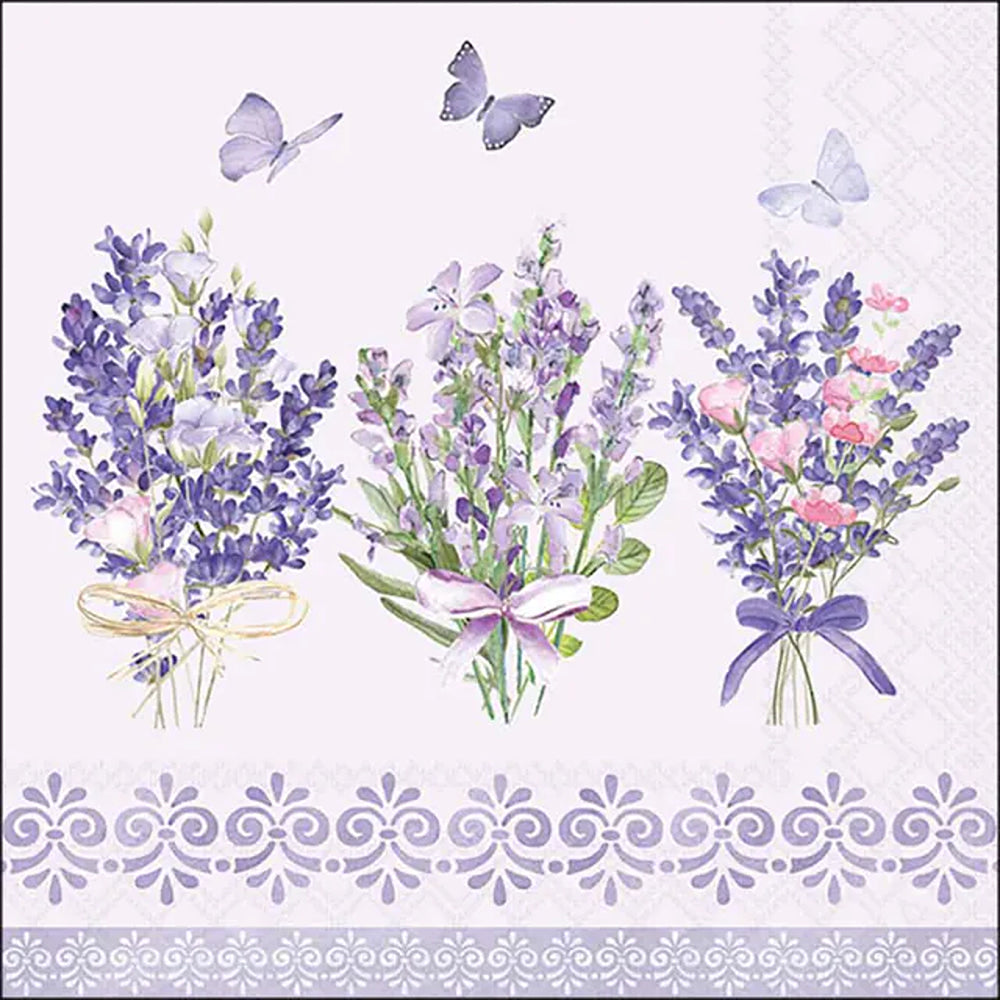 Ambiente Lovely Lavender Lilac Floral Napkins | Pack of 20, Bouquet Design
