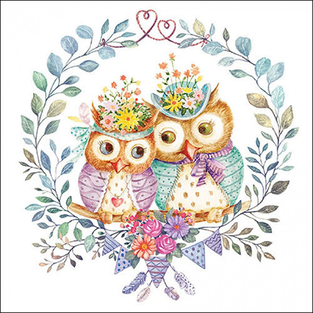 Owl Couple In Love Napkin | 20 Pack