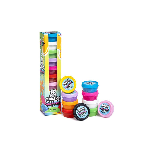 Mini Tubs of Slime Sensory Toy - Pack of 10, Assorted Colours
